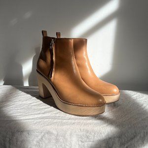 Antonio Melani OLLIVE platform booties | Tan Leather Clog Platform Boots